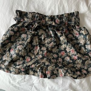 High waisted metallic floral shorts